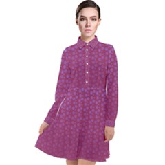 Background Polka Pattern Pink Long Sleeve Chiffon Shirt Dress by HermanTelo