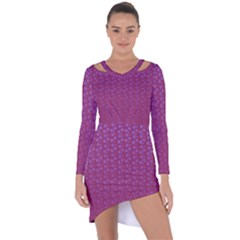 Background Polka Pattern Pink Asymmetric Cut-out Shift Dress