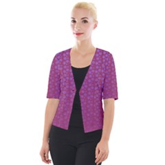 Background Polka Pattern Pink Cropped Button Cardigan by HermanTelo