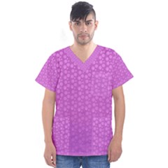 Background Polka Pink Men s V-neck Scrub Top