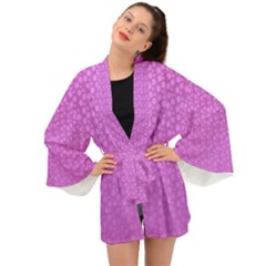 Background Polka Pink Long Sleeve Kimono