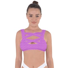 Background Polka Pink Bandaged Up Bikini Top