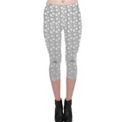 Background Polka Grey Capri Leggings  by HermanTelo