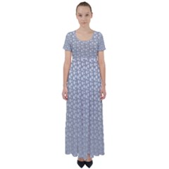 Background Polka Grey High Waist Short Sleeve Maxi Dress