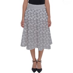 Background Polka Grey Perfect Length Midi Skirt