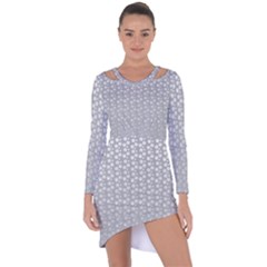 Background Polka Grey Asymmetric Cut-out Shift Dress by HermanTelo