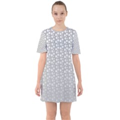 Background Polka Grey Sixties Short Sleeve Mini Dress