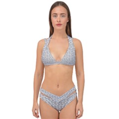 Background Polka Grey Double Strap Halter Bikini Set