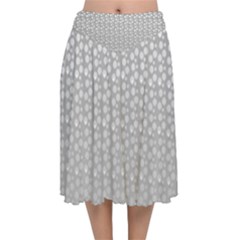 Background Polka Grey Velvet Flared Midi Skirt by HermanTelo