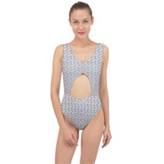 Background Polka Grey Center Cut Out Swimsuit