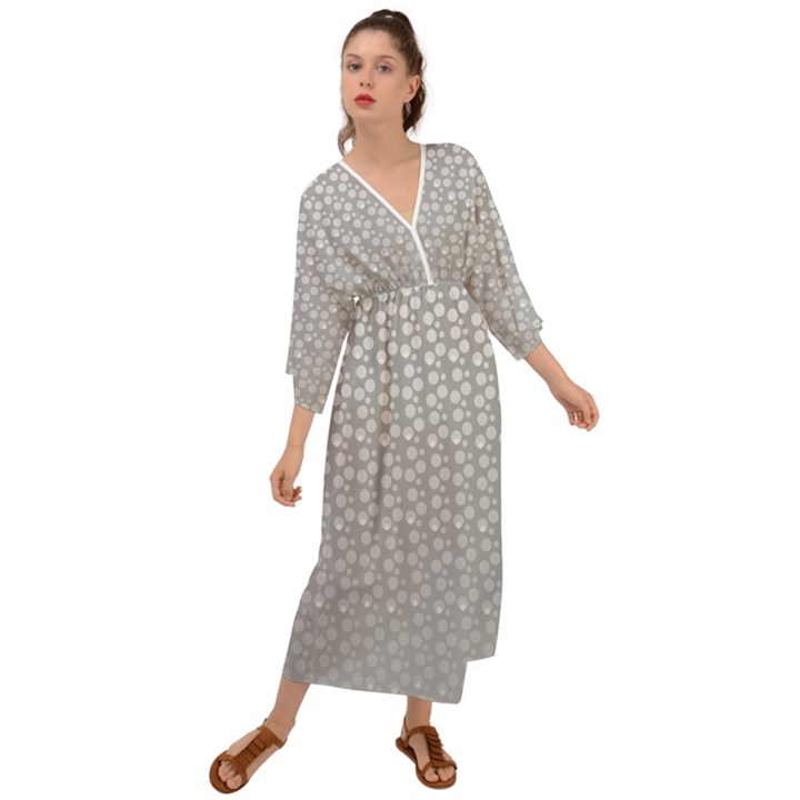 Background Polka Grey Grecian Style  Maxi Dress