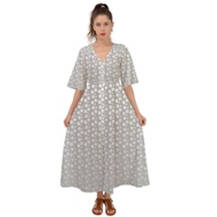 Background Polka Grey Kimono Sleeve Boho Dress