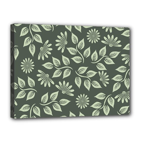 Flowers Pattern Spring Nature Canvas 16  X 12  (stretched)