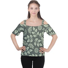 Flowers Pattern Spring Nature Cutout Shoulder Tee