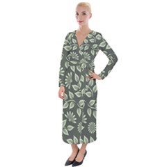 Flowers Pattern Spring Nature Velvet Maxi Wrap Dress