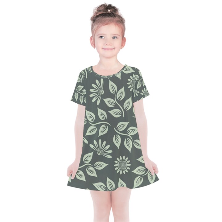 Flowers Pattern Spring Nature Kids  Simple Cotton Dress