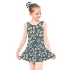 Flowers Pattern Spring Nature Kids  Skater Dress Swimsuit