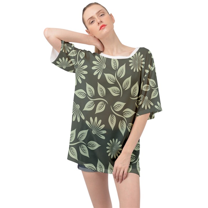 Flowers Pattern Spring Nature Oversized Chiffon Top