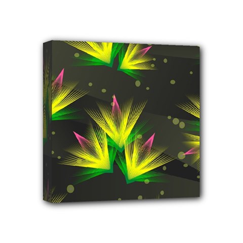 Floral Abstract Lines Mini Canvas 4  X 4  (stretched) by HermanTelo