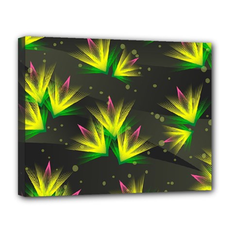 Floral Abstract Lines Canvas 14  X 11  (stretched)