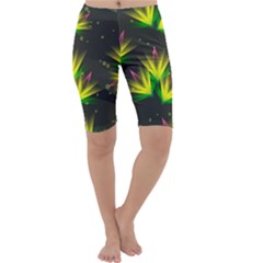 Floral Abstract Lines Cropped Leggings 