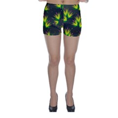 Floral Abstract Lines Skinny Shorts