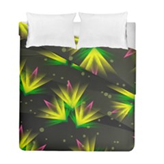 Floral Abstract Lines Duvet Cover Double Side (full/ Double Size)