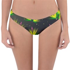 Floral Abstract Lines Reversible Hipster Bikini Bottoms