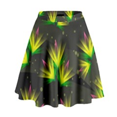 Floral Abstract Lines High Waist Skirt