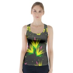 Floral Abstract Lines Racer Back Sports Top