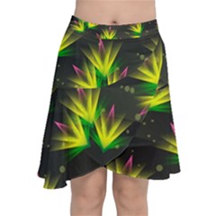 Floral Abstract Lines Chiffon Wrap Front Skirt by HermanTelo