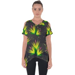 Floral Abstract Lines Cut Out Side Drop Tee by HermanTelo