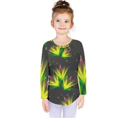 Floral Abstract Lines Kids  Long Sleeve Tee