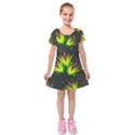 Floral Abstract Lines Kids  Short Sleeve Velvet Dress View1