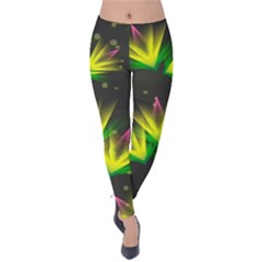 Floral Abstract Lines Velvet Leggings