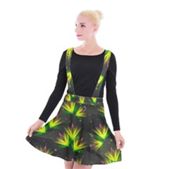 Floral Abstract Lines Suspender Skater Skirt by HermanTelo