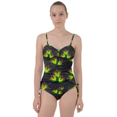 Floral Abstract Lines Sweetheart Tankini Set