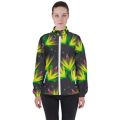 Floral Abstract Lines Women s High Neck Windbreaker