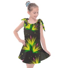 Floral Abstract Lines Kids  Tie Up Tunic Dress