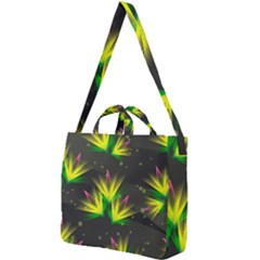 Floral Abstract Lines Square Shoulder Tote Bag