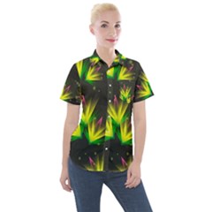 Floral Abstract Lines Women s Short Sleeve Pocket Shirt