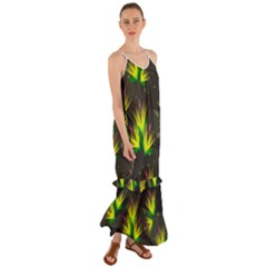 Floral Abstract Lines Cami Maxi Ruffle Chiffon Dress by HermanTelo