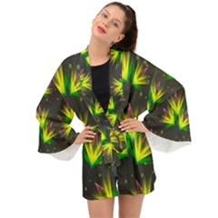 Floral Abstract Lines Long Sleeve Kimono