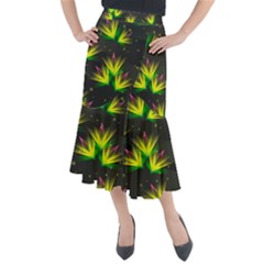 Floral Abstract Lines Midi Mermaid Skirt