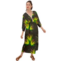 Floral Abstract Lines Grecian Style  Maxi Dress by HermanTelo