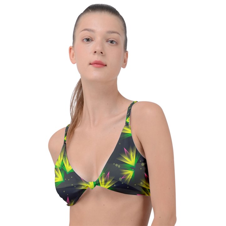 Floral Abstract Lines Knot Up Bikini Top