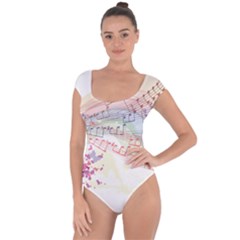 Music Notes Abstract Short Sleeve Leotard 