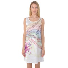 Music Notes Abstract Sleeveless Satin Nightdress