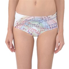 Music Notes Abstract Mid-waist Bikini Bottoms by HermanTelo