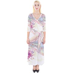 Music Notes Abstract Quarter Sleeve Wrap Maxi Dress by HermanTelo